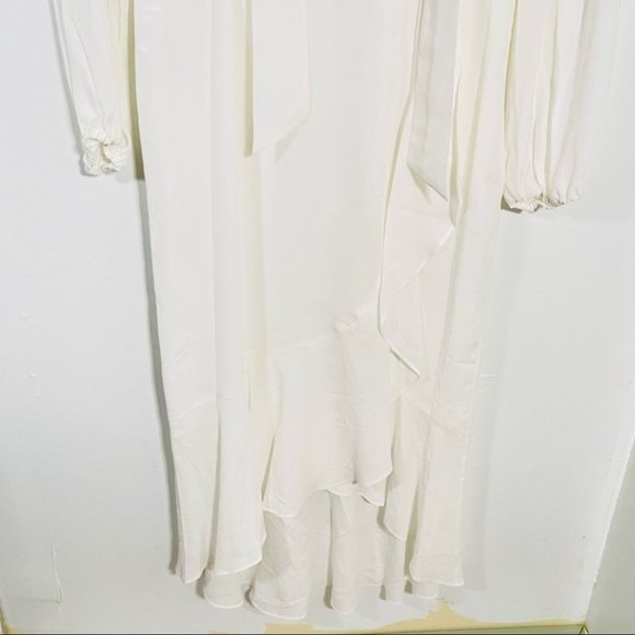 NWT Diane Von Furstenberg Agna Tie Neck Long Sleeve Midi Dress in Ivory - Picture 4 of 8